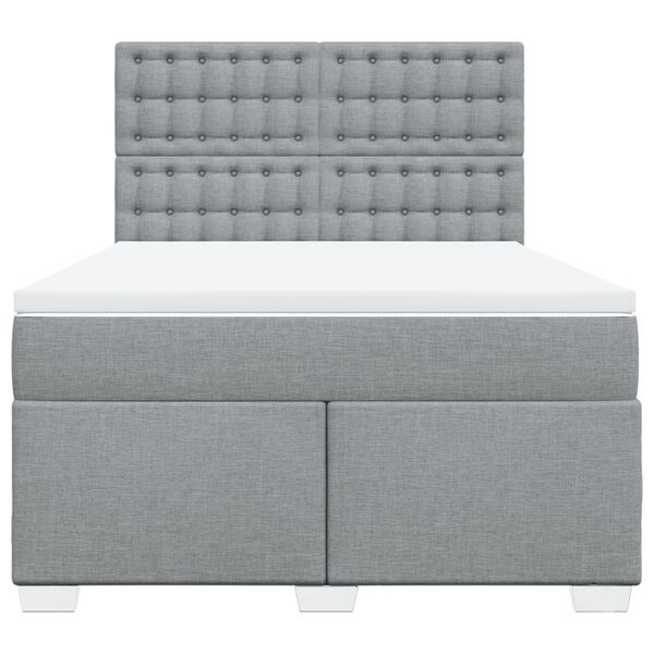 vidaXL Sommier &agrave; lattes de lit avec matelas Gris clair 160x200cm Tissu