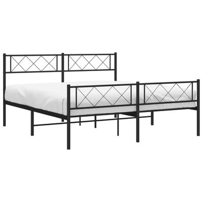 vidaXL Cadre de lit métal sans matelas avec pied de lit noir 120x200cm