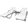 vidaXL Chaises longues lot de 2 avec table r&eacute;sine tress&eacute;e marron