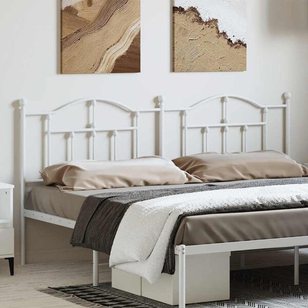 vidaXL T&ecirc;te de lit m&eacute;tal blanc 180 cm