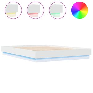 vidaXL Cadre de lit avec LED sans matelas blanc 160x200 cm