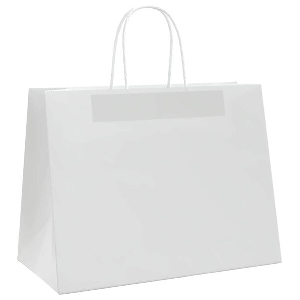 vidaXL Sacs en papier 50 pcs avec poign&eacute;es blanc 32x17x25 cm