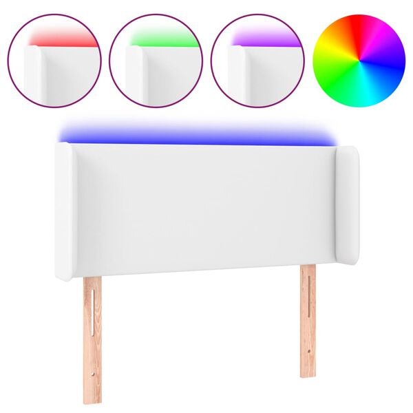 vidaXL T&ecirc;te de lit &agrave; LED Blanc 93x16x78/88 cm Similicuir