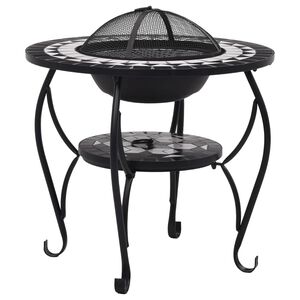 vidaXL Table de foyer mosa&iuml;que Noir et blanc 68 cm C&eacute;ramique