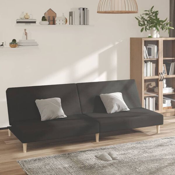 vidaXL Canap&eacute;-lit &agrave; 2 places noir tissu