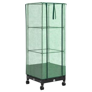 vidaXL Jardini&egrave;re de jardin avec couverture de serre et roues Noir PP