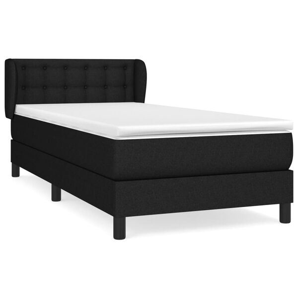 vidaXL Sommier &agrave; lattes de lit avec matelas Noir 100x200 cm Tissu