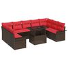 vidaXL Ensemble de canap&eacute; de jardin 10 pcs Marron Poly rotin