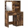 vidaXL Ensemble de table de maquillage avec LED 2 pc Ch&ecirc;ne fum&eacute;