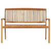 vidaXL Banc de jardin empilable et coussin 128,5cm Bois de teck massif