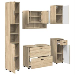 vidaXL Ensemble de mobilier de salle de bain 5 pc Ch&ecirc;ne Sonoma