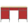 vidaXL Placard de travail 3 pcs Rouge Bois d'ing&eacute;nierie et acier