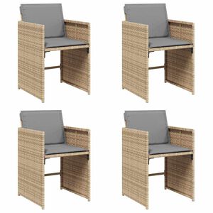 vidaXL Chaises de jardin avec coussins lot de 4 m&eacute;lange beige