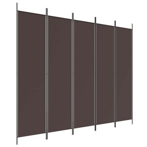 vidaXL Cloison de s&eacute;paration 5 panneaux Marron 250x200 cm Tissu