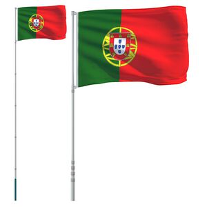 vidaXL Drapeau du Portugal et m&acirc;t 5,5 m Aluminium