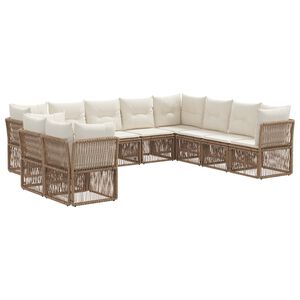 vidaXL Ensemble de canap&eacute; de jardin 10 pc Beige polyrotin