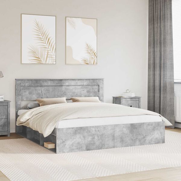 vidaXL Cadre de lit B&eacute;ton 200 x 200 cm Bois de pin massif