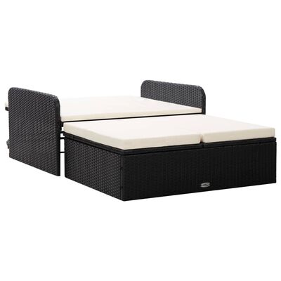 vidaXL Salon de jardin 2 pcs avec coussins Résine tressée Noir