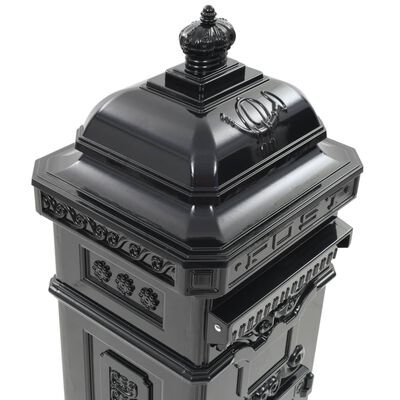 vidaXL Boîte aux lettres à pilier Aluminium Vintage antirouille Noir
