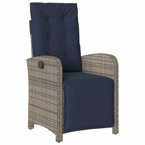 vidaXL Chaise inclinable de jardin et repose-pied gris r&eacute;sine tress&eacute;e