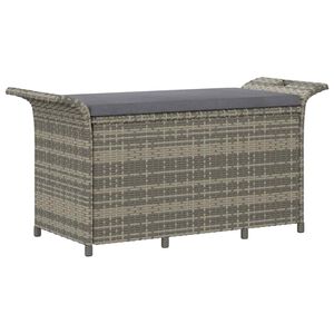 vidaXL Banc de jardin avec coussin gris 116x46x57 cm r&eacute;sine tress&eacute;e
