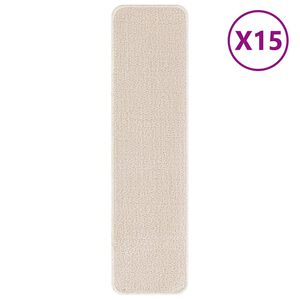 vidaXL Tapis Antid&eacute;rapants pour Escaliers 15 pc 75 x 20 cm Cr&egrave;me PP
