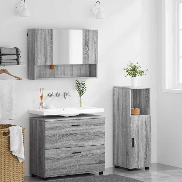 vidaXL Ensemble de mobilier de salle de bain 3 pcs Gris Sonoma