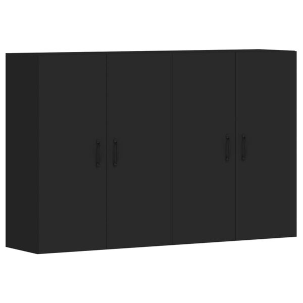 vidaXL Armoires murales 2 pcs noir bois d'ing&eacute;nierie