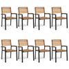 vidaXL Chaises de jardin empilables lot de 8 bois d'acacia et m&eacute;tal