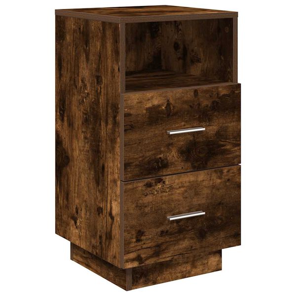 vidaXL Table de chevet avec 2 tiroirs ch&ecirc;ne fum&eacute; 36x36x68 cm