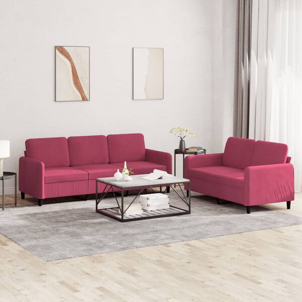 vidaXL Ensemble de canap&eacute;s 2 pcs rouge bordeaux velours