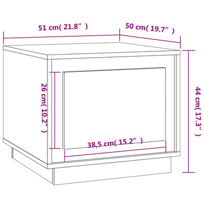 vidaXL Table basse chêne fumé 51x50x44 cm bois d'ingénierie