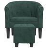 vidaXL Fauteuil avec repose-pied vert fonc&eacute; velours