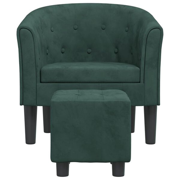 vidaXL Fauteuil avec repose-pied vert fonc&eacute; velours