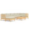 vidaXL Salon de jardin 8 pcs avec coussins cr&egrave;me Bois de pin massif
