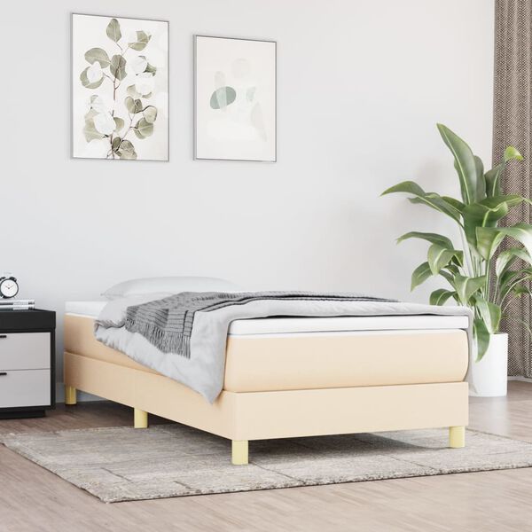 vidaXL Sommier &agrave; lattes de lit avec matelas Cr&egrave;me 80x200 cm Tissu