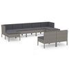 vidaXL Salon de jardin 9 pcs avec coussins R&eacute;sine tress&eacute;e Gris