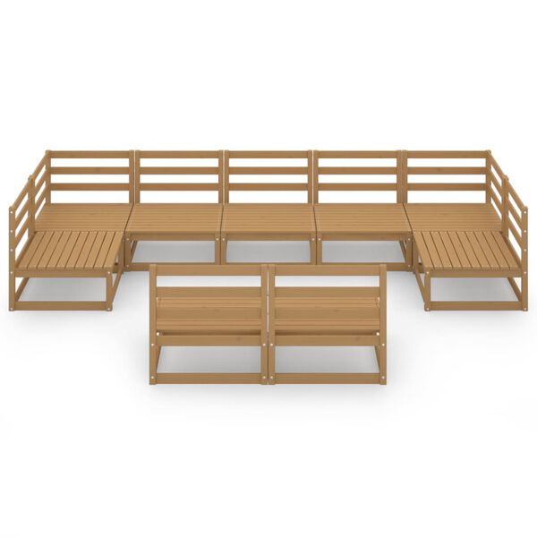 vidaXL Salon de jardin 9 pcs bois de pin massif