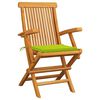 vidaXL Chaises de jardin avec coussins vert vif lot de 4 Bois de teck