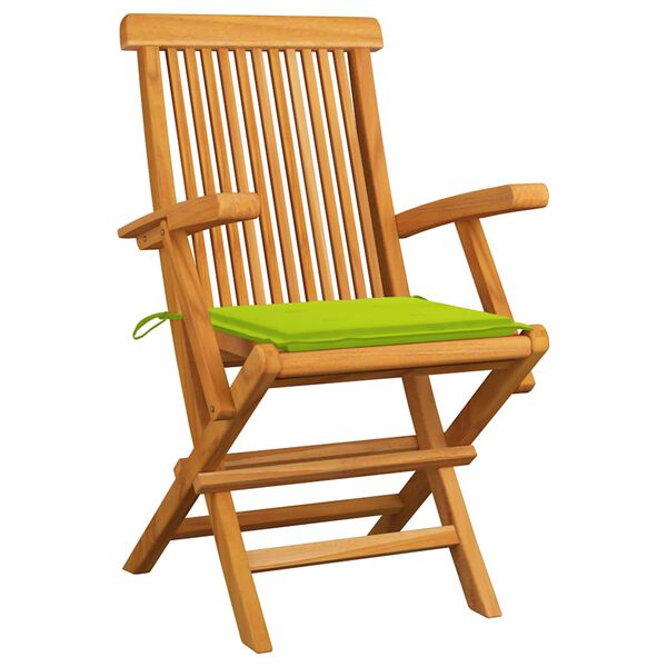 vidaXL Chaises de jardin avec coussins vert vif lot de 4 Bois de teck