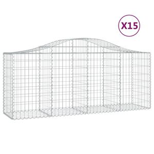 vidaXL Paniers &agrave; gabions arqu&eacute;s 15 pcs 200x50x80/100 cm Fer galvanis&eacute;