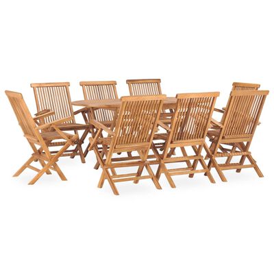 vidaXL Ensemble à manger d'extérieur pliable 9 pcs Bois solide de teck