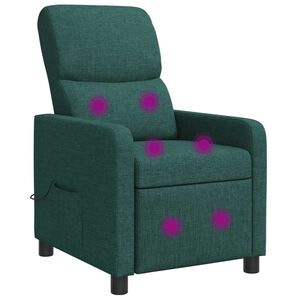 vidaXL Fauteuil de massage inclinable Vert fonc&eacute; Tissu