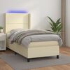 vidaXL Sommier &agrave; lattes de lit matelas LED Cr&egrave;me 100x200 cm Similicuir