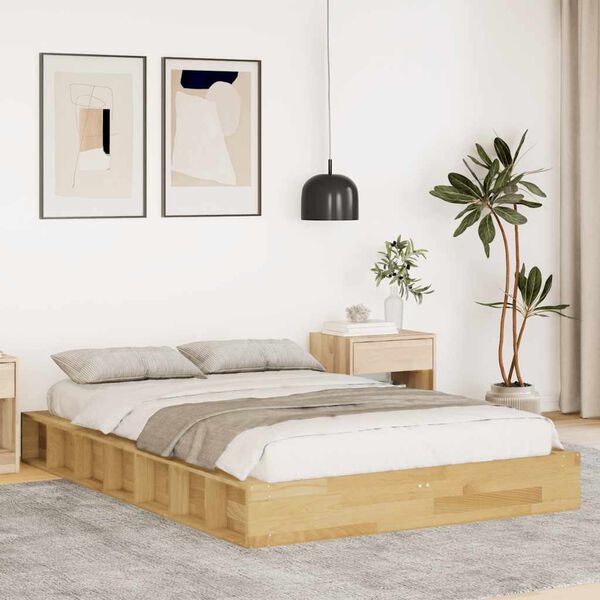 vidaXL Cadre de lit sans matelas 120x200 cm bois massif de ch&ecirc;ne