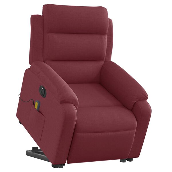 vidaXL Fauteuil inclinable de massage électrique Rouge bordeaux Tissu