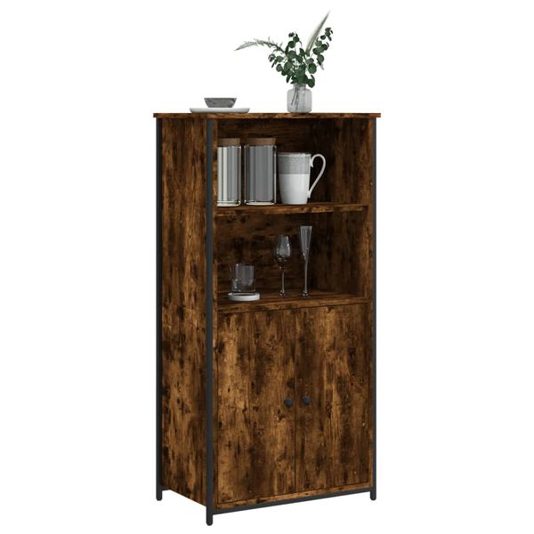 vidaXL Buffet haut ch&ecirc;ne fum&eacute; 62x36x121,5 cm bois d'ing&eacute;nierie