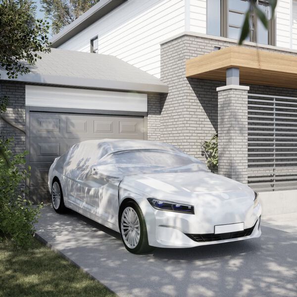 vidaXL Demi-housse de voiture avec crochets argenté L PEVA