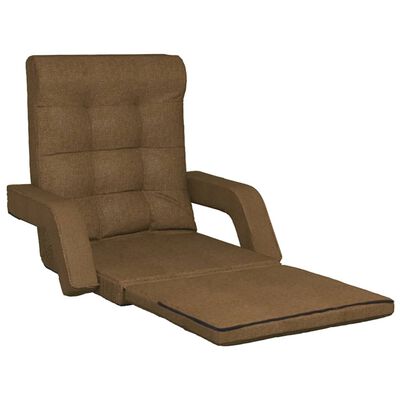 vidaXL Chaise pliable de sol avec fonction de lit Marron Tissu