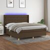 vidaXL Sommier &agrave; lattes de lit matelas et LED Marron fonc&eacute; 160x200 cm